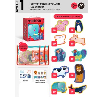 Coffrets Evolutifs - Niv.1 - Animaux - 10 puzzles