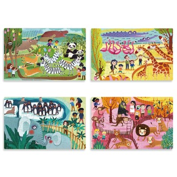Coffret 4 puzzles - Animaux - 329 pièces