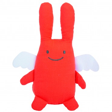 Musical Angel Bunny Comforter 24Cm - Orange Organic Coton