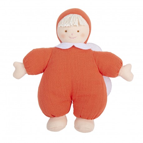 Angel Comforter with Rattle 20Cm - Orange Organic Coton