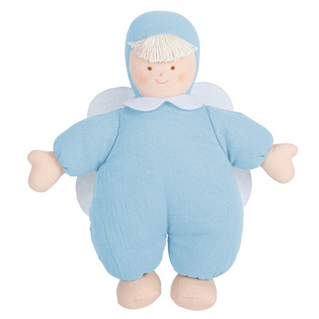 Ange Doudou Musical 24Cm - Coton Bio Bleu Ciel