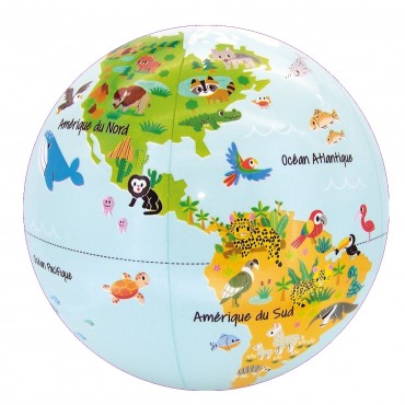 Ptits Animaux 30 cm - Globe Terrestre Gonflable - Jeu Educatif