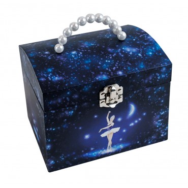Grande Boite à Bijoux Musicale Danseuse Etoile - Vanity Case - Bleu Nuit