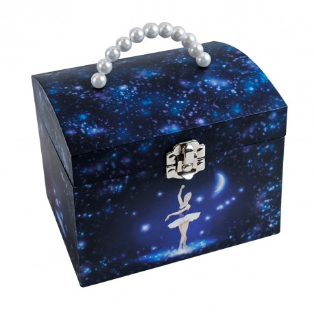 Grande Boite à Bijoux Musicale Danseuse Etoile - Vanity Case - Bleu Nuit