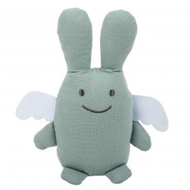 Angel Bunny Comforter 20Cm - Organic Cotton Celadon Green Linen