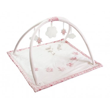 Square Playmat with Music Ivory Pink Flowers Sheep & Bunny 90Cm