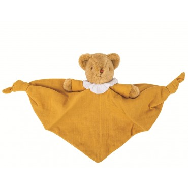 Ours Triangle Doudou avec Hochet 20Cm - Coton Bio Curry