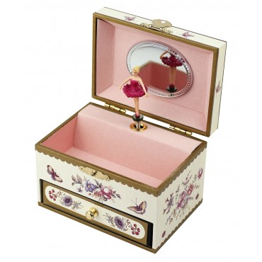 Coffret Musical Fleurs - Jaune - Figurine Ballerine