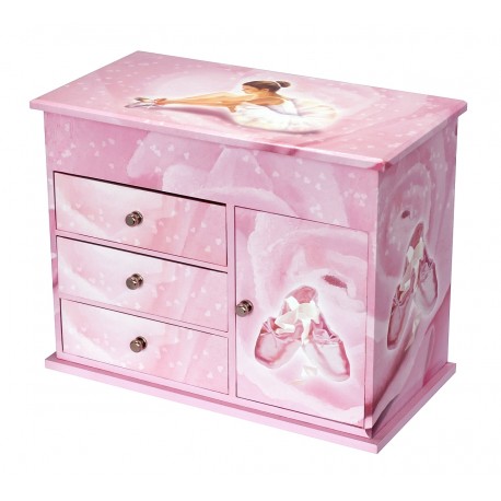 Chest of Drawers with Music Ballerina - Pink - Figurine Ballerina