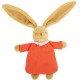 Lapin Nid d'Ange Doudou avec Hochet 20Cm - Coton Bio Corail