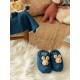 Chaussons Lapin 0-2 ans - Coton Bio Bleu Denim