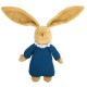 Lapin Nid d'Ange Doudou Musical 25Cm - Coton Bio Bleu Denim