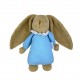 Lapin Nid d'Ange Doudou Musical 25Cm - Coton Bio Bleu Ciel