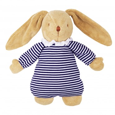 Lapin Nid d'Ange Doudou Musical - Marinière 25Cm