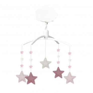 Musical Mobile Stars - Old Pink, Beige & Pouder Pink Linen