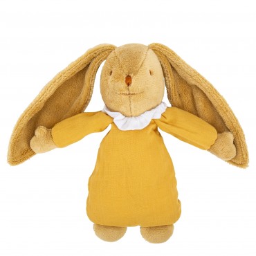 Lapin Nid d'Ange Doudou Musical - Coton Bio Curry 25Cm