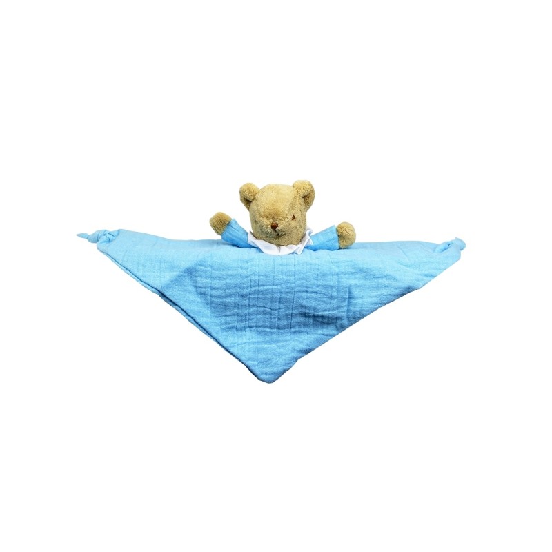 Doudou Hochet 20 cm - Ours Triangle - Bleu Ciel Doudou Hochet 20 cm - Ours Triangle - Bleu Ciel