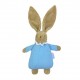 Lapin Nid d'Ange Doudou avec Hochet 20Cm - Coton Bio Bleu Ciel