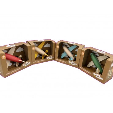 Avion Retro Friction en Bois (Lot de 4) - Jeu d'Imitation - 3+ Jouet en Bois