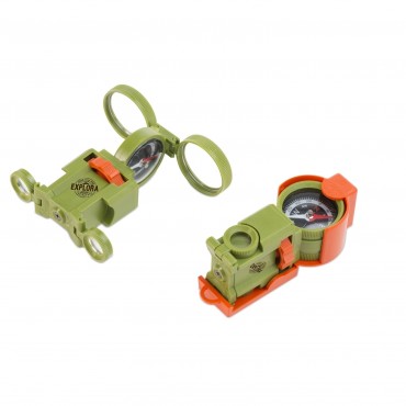 Optic Wonder avec Clip Ceinture - Outil Multi Usage : Boussole, Loupe, Jumelles & Miroir pour lancer des signaux - Fabriqué ...