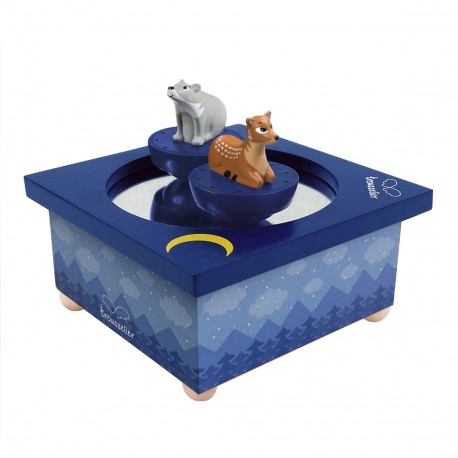 Dancing Music Box Deer & Bear in Forest
