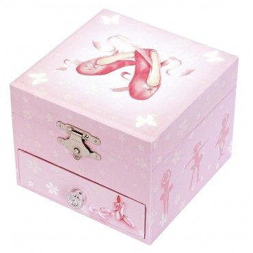 Boite à Musique Cube Phosphorescent Chaussons Ballerine - Rose