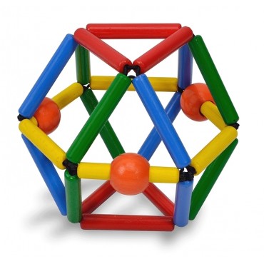 MULTICOLORE GRABBER - Hochet, Anneau de dentition & Apprentissage Musculaire - Jouet en Bois Bébé