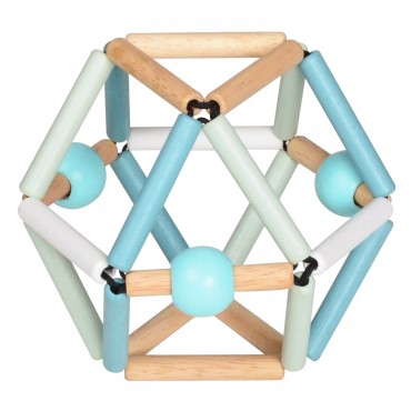 BLUE SNOW GRABBER - Hochet, Anneau de dentition & Apprentissage Musculaire - Jouet en Bois Bébé
