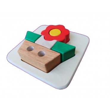 Puzzle en Bois 3D Fleur - Assembler & Empiler - 12M+ Jouet en Bois