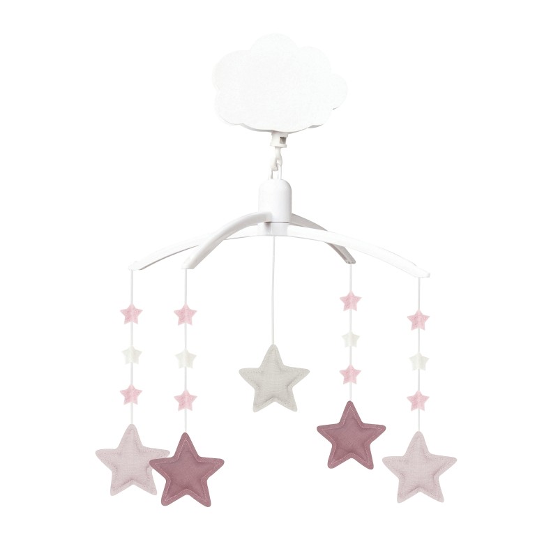 Mobile Musical - Etoiles - Vieux Rose & Rose Poudré Mobile Musical - Etoiles - Vieux Rose & Rose Poudré