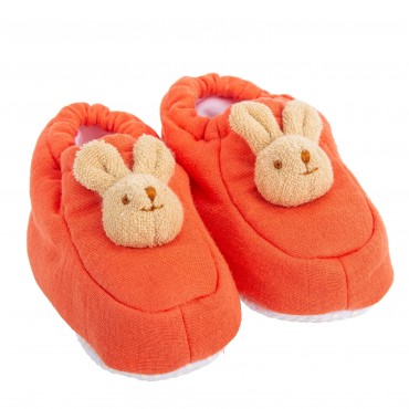 Slippers Bunny 0-2 years - Orange Organic Coton