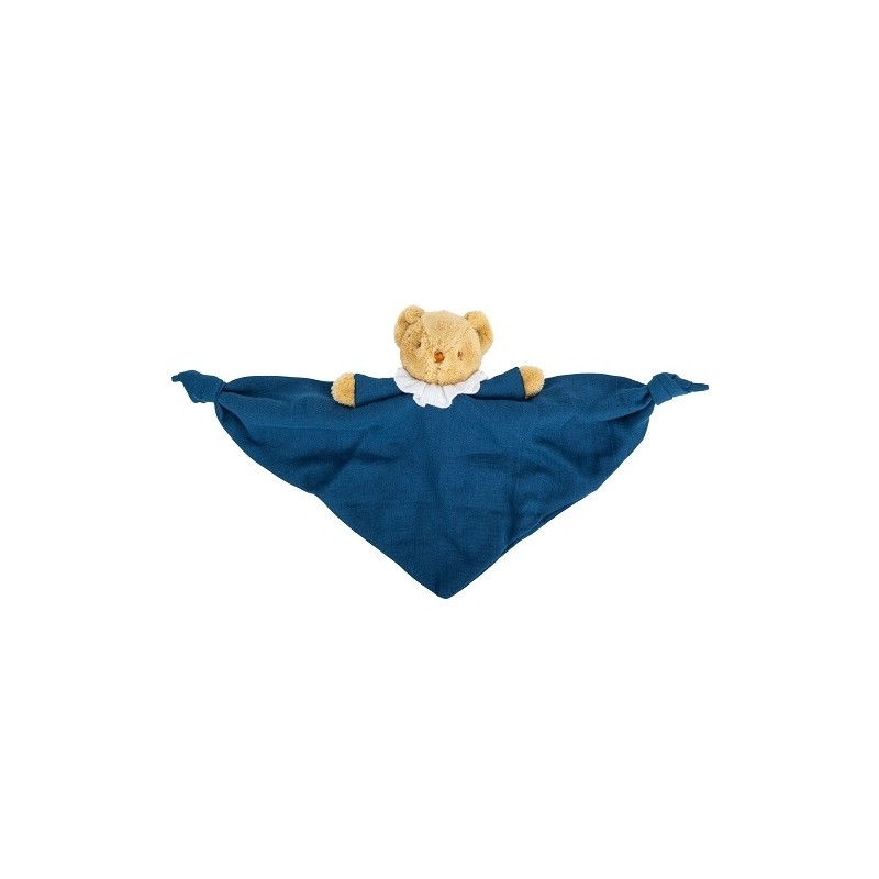 Doudou Hochet 20 cm - Ours Triangle - Bleu Denim Doudou Hochet 20 cm - Ours Triangle - Bleu Denim