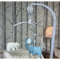 Mobile Musical - Girafes & Eléphants - Bleu & Blanc