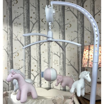 Mobile Musical - Girafes & Eléphants - Vieux Rose & Blanc
