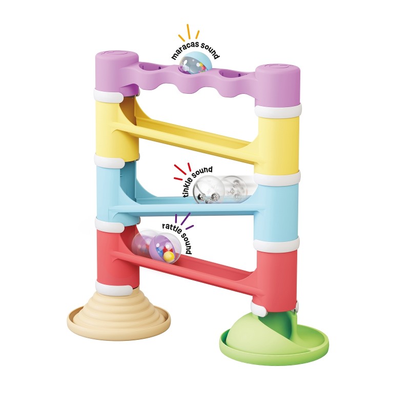 PLAYBIO Recyclé - Rampe 3 balles Sonores - 17pièces PLAYBIO Recyclé - Rampe 3 balles Sonores - 17pièces