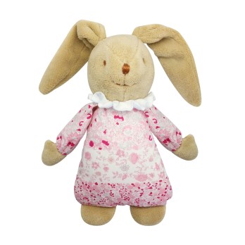 Lapin Nid d'Ange Doudou Musical - Fleurs Roses 25Cm