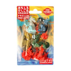 Set de 7 gommes - Contient : 4 dragons et 3 flammes.